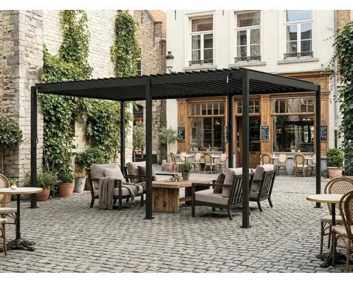 B-Ware Mirador Pergola Gartenpavillon Stahl-Pergola anthrazit 300x500cm Lamellendach