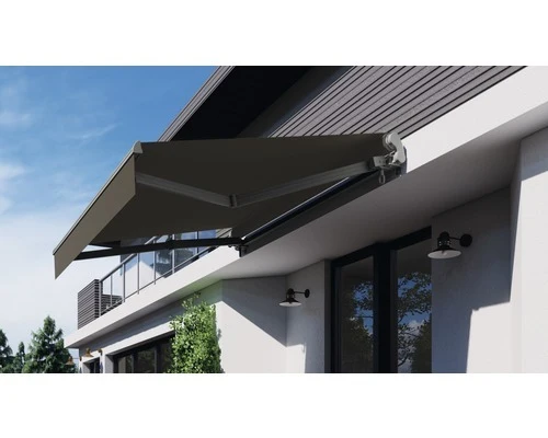 B-Ware Gelenkarmmarkise 3,5x2,5m Grau Polyester UV-beständig für Balkon Terrasse
