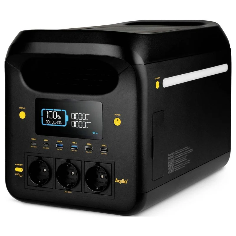 B-Ware Aqiila Powerstation Akku Generator Powerbank LiFePO4 24 Ah LED Taschenlampe
