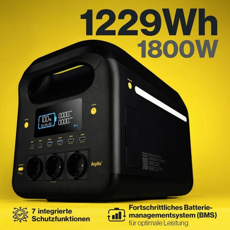 B-Ware Aqiila Powerstation Akku Generator Powerbank LiFePO4 24 Ah LED Taschenlampe