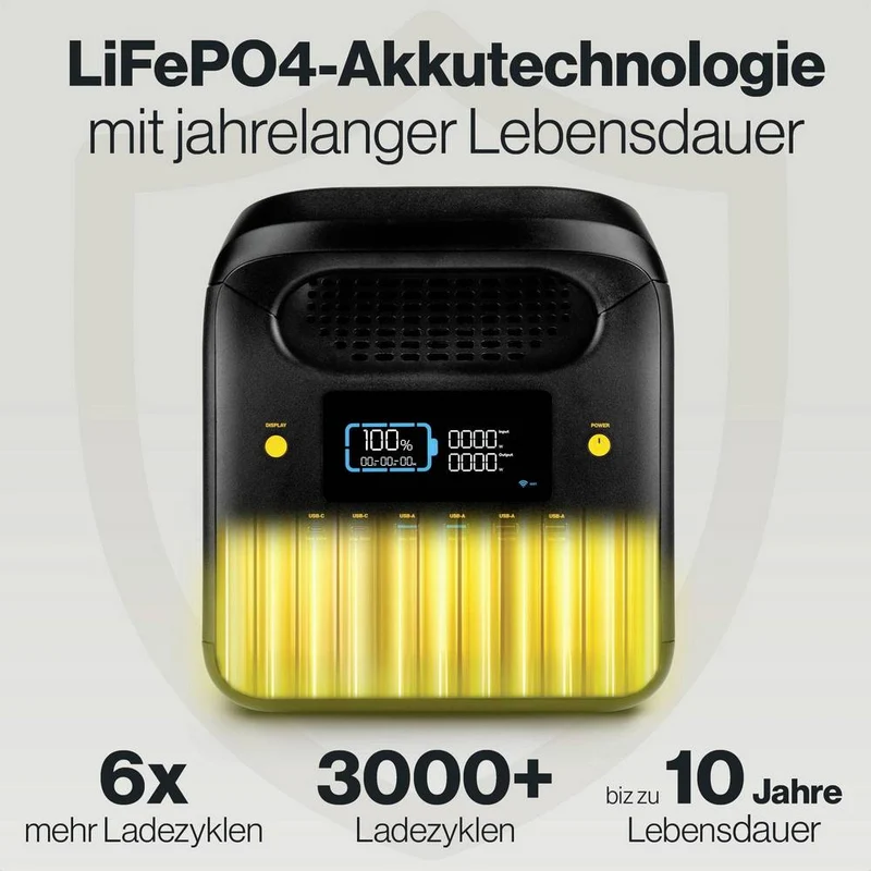 B-Ware Aqiila Powerstation Akku Generator Powerbank LiFePO4 24 Ah LED Taschenlampe