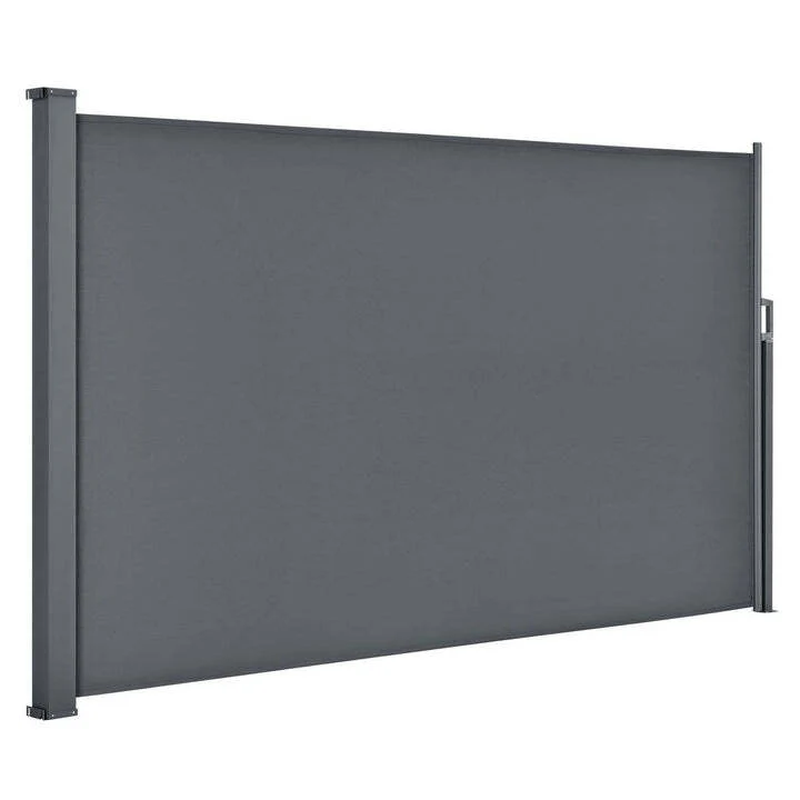 B-Ware Seitenmarkise Dubai Sichtschutz Garten Terrasse Dunkelgrau 300x190cm ausziehbar