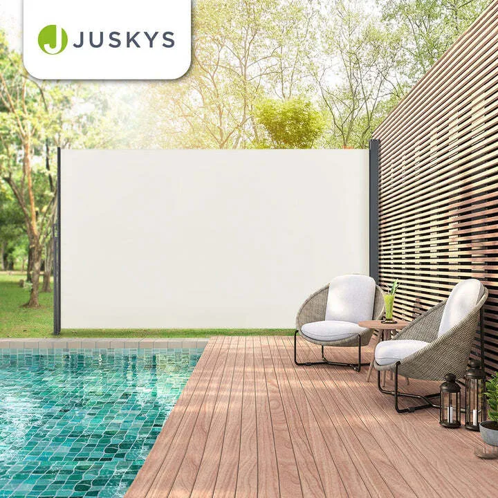 B-Ware Seitenmarkise Dubai Sichtschutz für Garten Terrasse beige 300x180cm ausziehbar