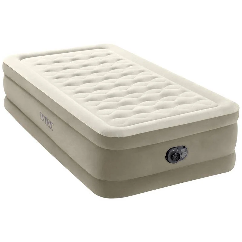 B-Ware Intex Luftbett DuraBeam UltraPlush Twin Luftmatratze Luft Bett 220V Pumpe Braun