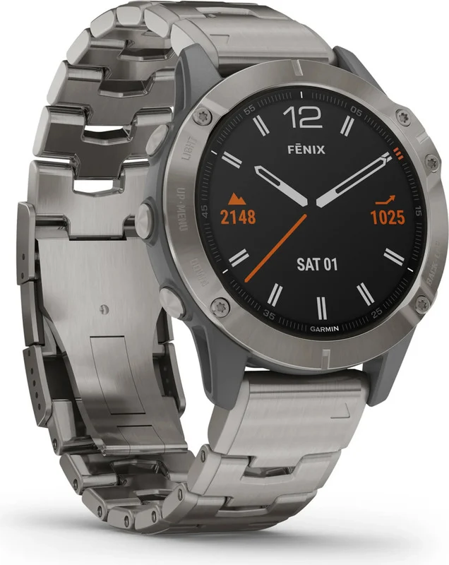 B-Ware Garmin Sportuhr GPS Uhr Smartwatch Uhr fenix 6 Sapphire Titan 47mm Grau Onesize