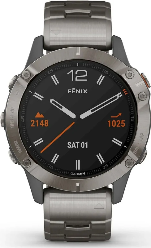 B-Ware Garmin Sportuhr GPS Uhr Smartwatch Uhr fenix 6 Sapphire Titan 47mm Grau Onesize