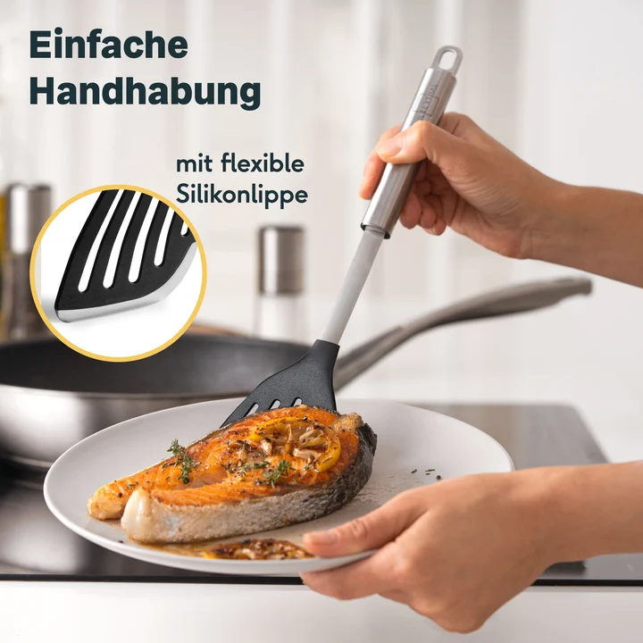 B-Ware SILBERTHAL Fischwender Pfannenwender Edelstahl spülmaschinenfest 3 STÜCK