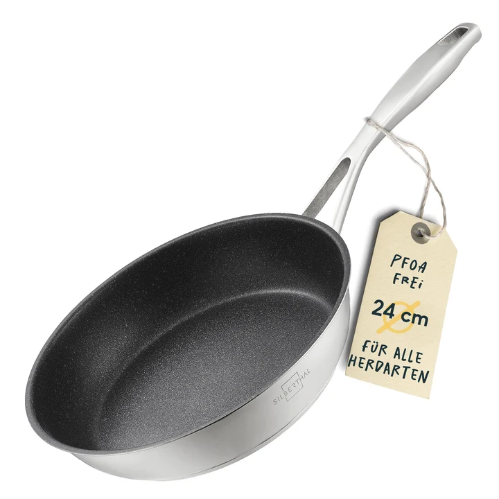 B-Ware SILBERTHAL Bratpfanne Pfanne Induktion Edelstahl PTFE Antihaft Silber 24 cm241