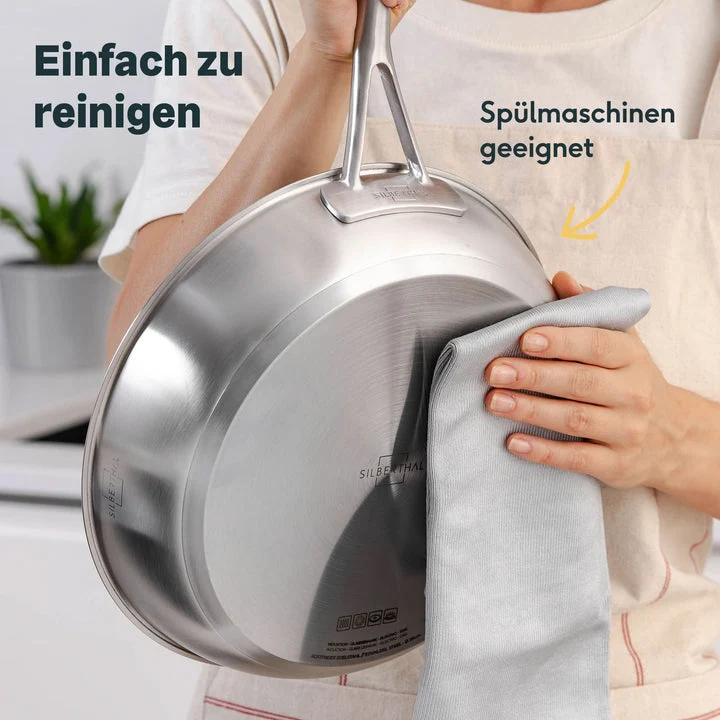 B-Ware SILBERTHAL Bratpfanne Pfanne Induktion Edelstahl PTFE Antihaft Silber 24 cm241