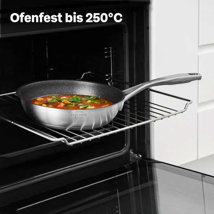 B-Ware SILBERTHAL Bratpfanne Pfanne Induktion Edelstahl PTFE Antihaft Silber 24 cm241