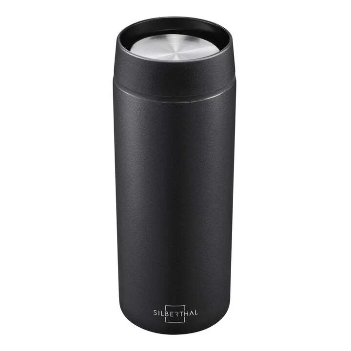 B-Ware SILBERTHAL Thermobecher Kaffeebecher matt schwarz Edelstahl 2 STÜCK