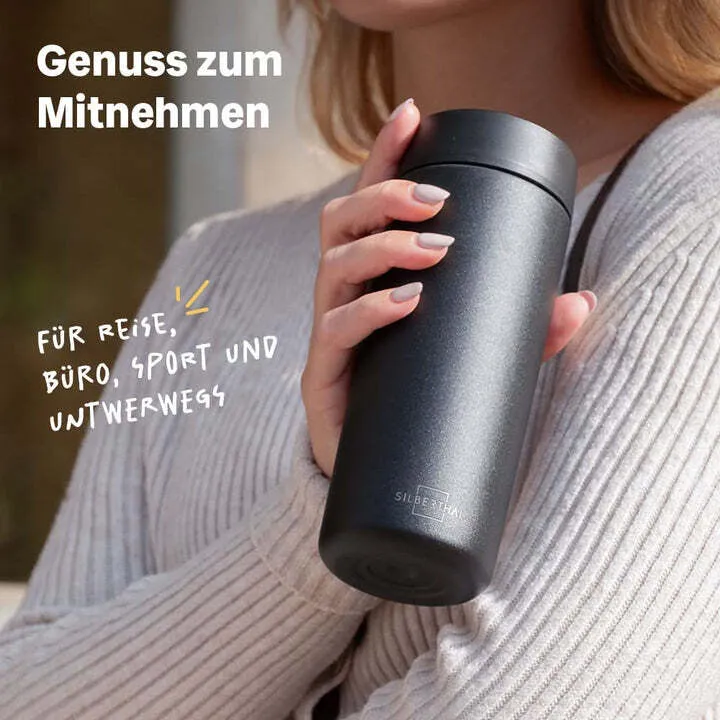B-Ware SILBERTHAL Thermobecher Kaffeebecher matt schwarz Keramikbeschichtung 2 STÜCK