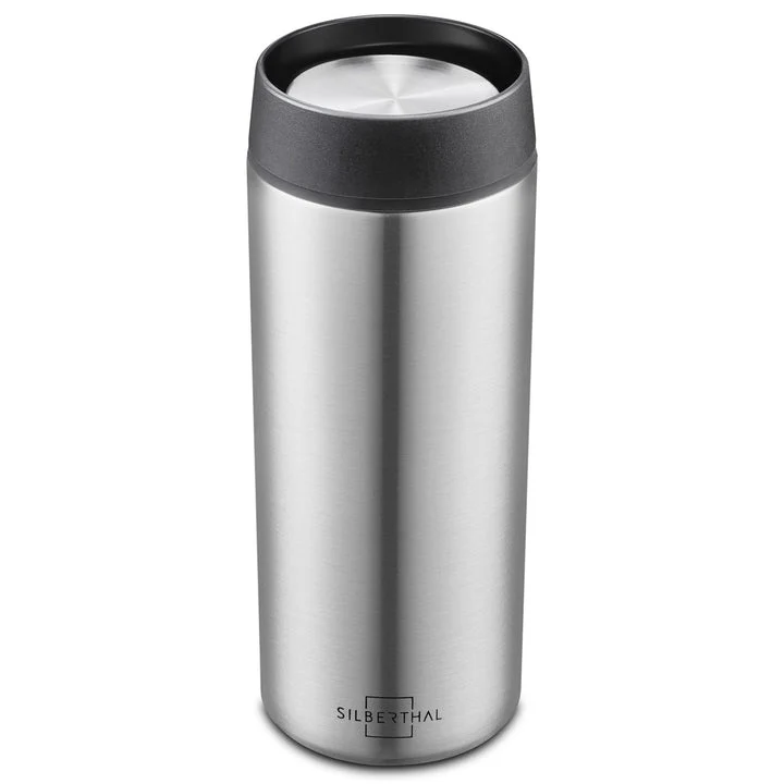 B-Ware SILBERTHAL Thermobecher Kaffeebecher Edelstahl Silber isoliert 2 STÜCK