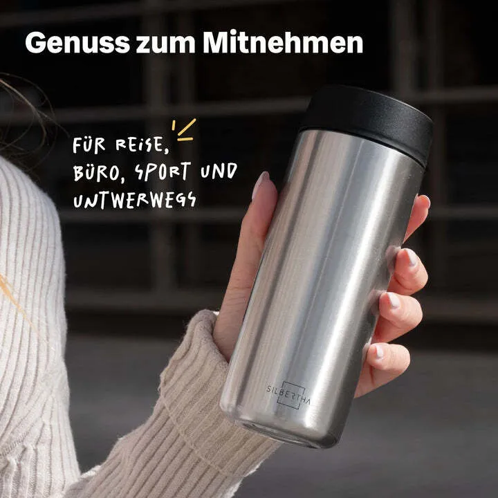 B-Ware SILBERTHAL Thermobecher Kaffeebecher Edelstahl Silber isoliert 2 STÜCK224