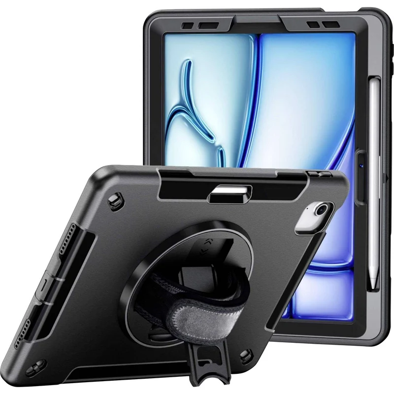 B-Ware honju Tablet-Cover Hülle Apple iPad Air 13 Grau Handschlaufe Back Cover