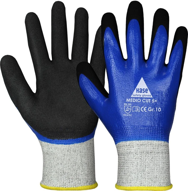 B-Ware Hase Montagehandschuh Schnittschutzhandschuh Medio Cut 5 Plus Gr 11 Blau 10 PAAR