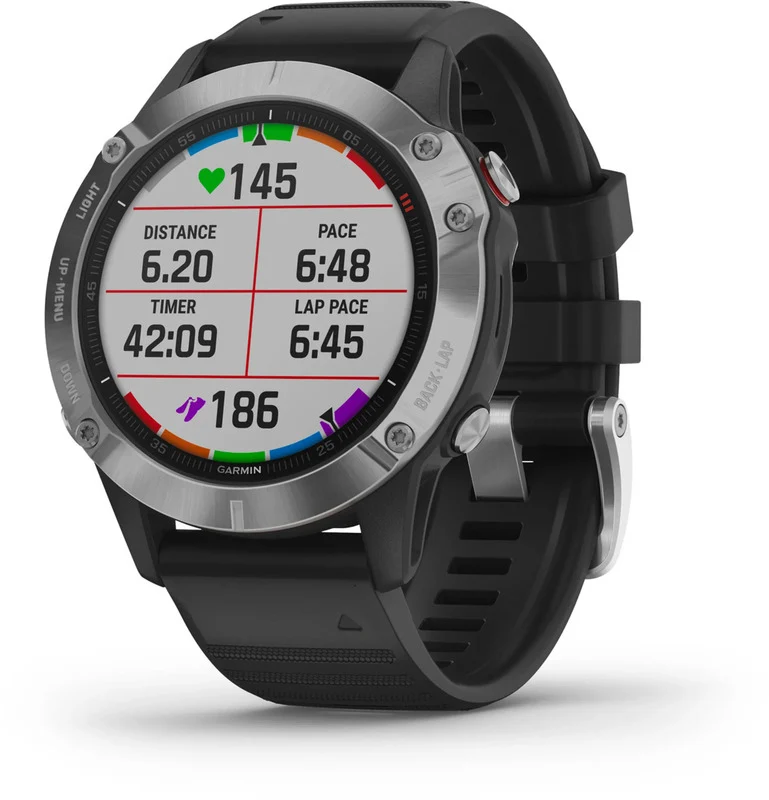 B-Ware Garmin Sportuhr Uhr Smartwatch Fenix 6 GPS MIP Multisport Schwarz Silber Ones225