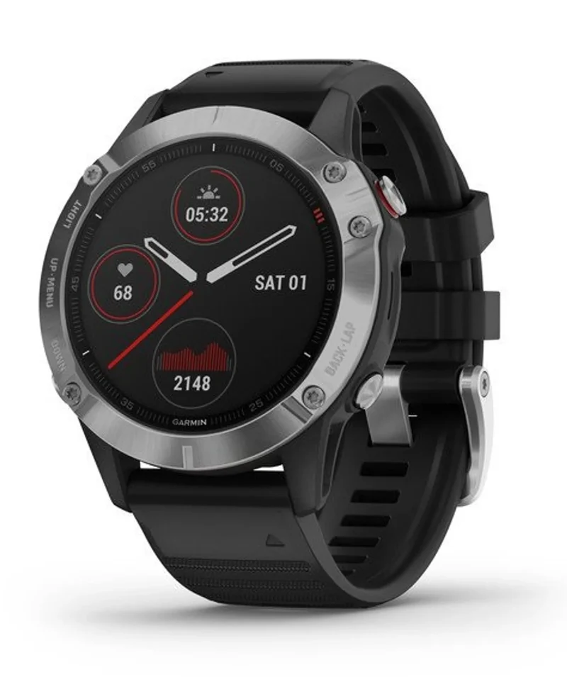 B-Ware Garmin Sportuhr Uhr Smartwatch Fenix 6 GPS MIP Multisport Schwarz Silber Ones225