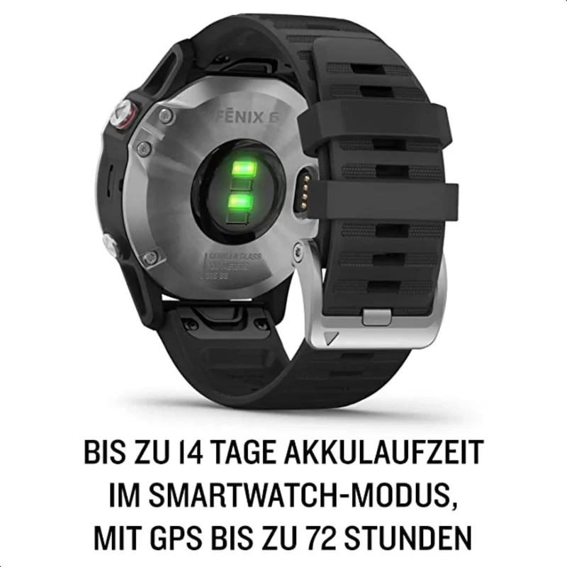 B-Ware Garmin Sportuhr Uhr Smartwatch Fenix 6 GPS MIP Multisport Schwarz Silber Ones225