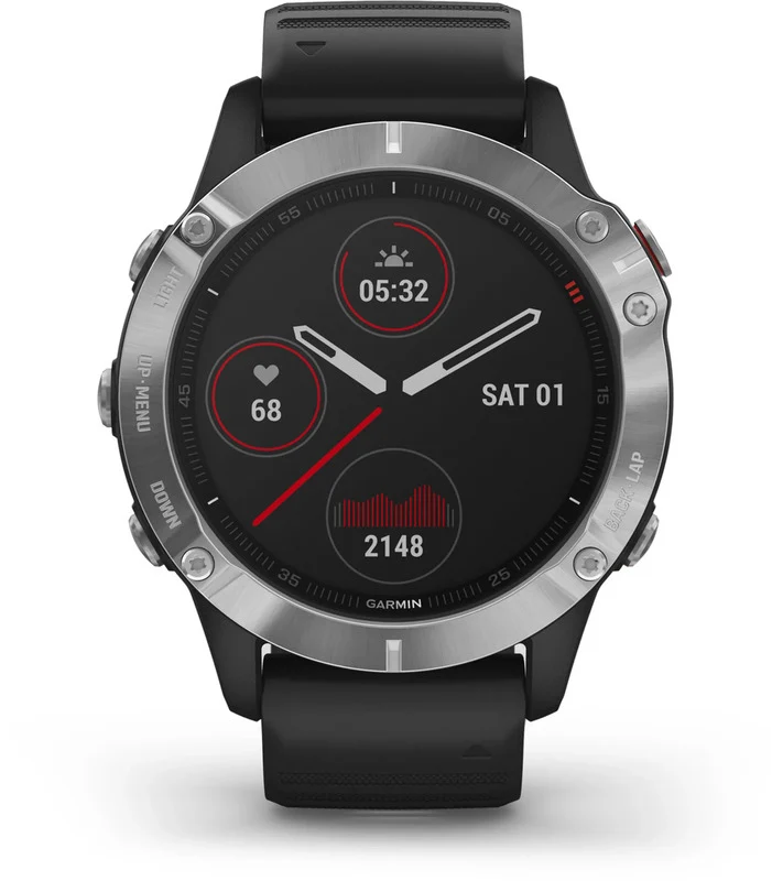 B-Ware Garmin Sportuhr Uhr Smartwatch Fenix 6 GPS MIP Multisport Schwarz Silber Ones225