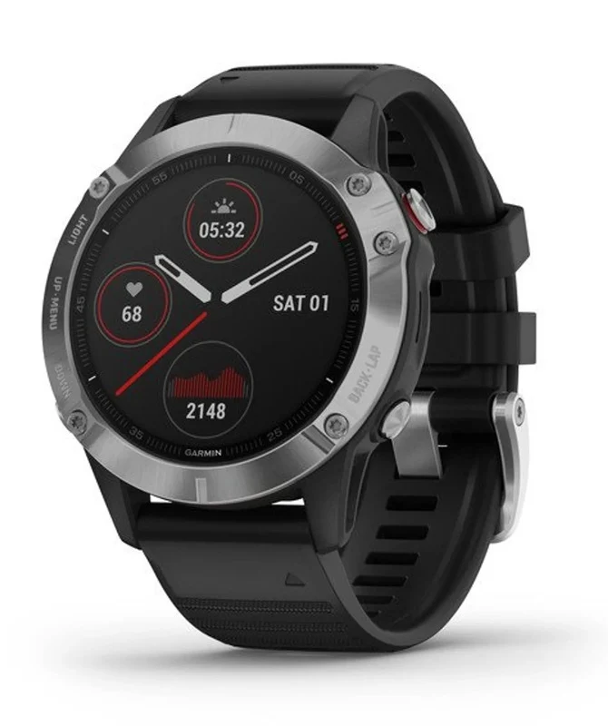 B-Ware Garmin Sportuhr Uhr Smartwatch Fenix 6 GPS MIP Multisport Schwarz Silber Ones225