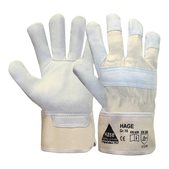 B-Ware Hase Arbeitshandschuhe Handschuhe Narbenleder Größe 10 beige Vollleder 12er-312