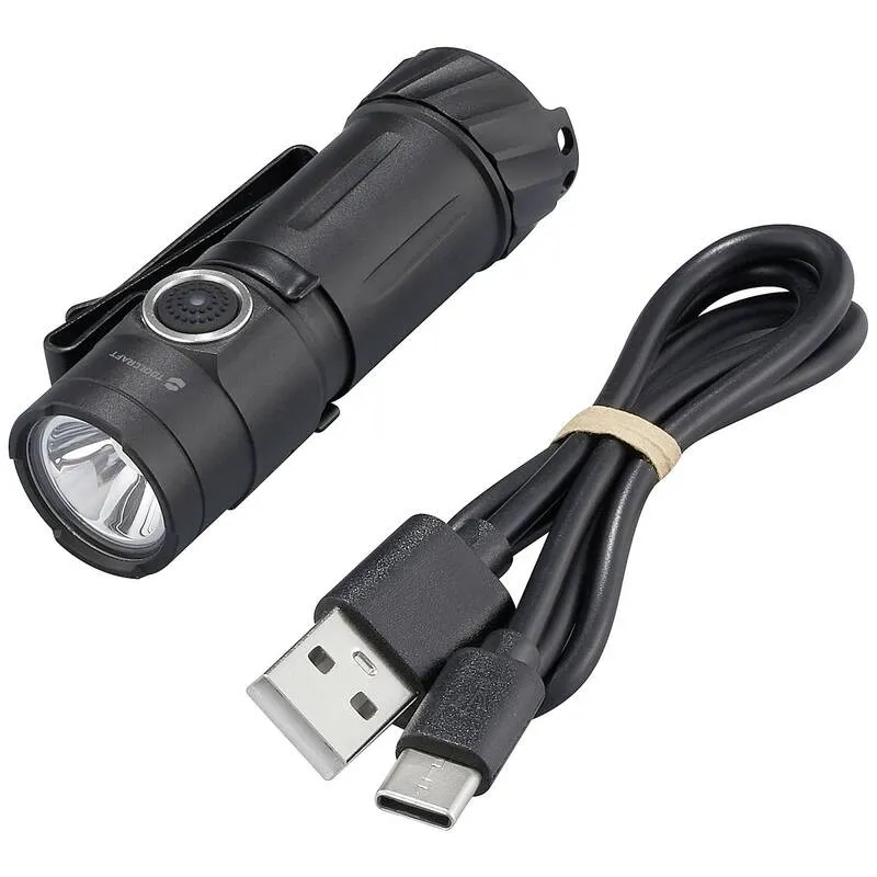 B-Ware Toolcraf LED Taschenlampe Mini-Lampe Akku Schwarz verstellbar Aluminiumlegierung