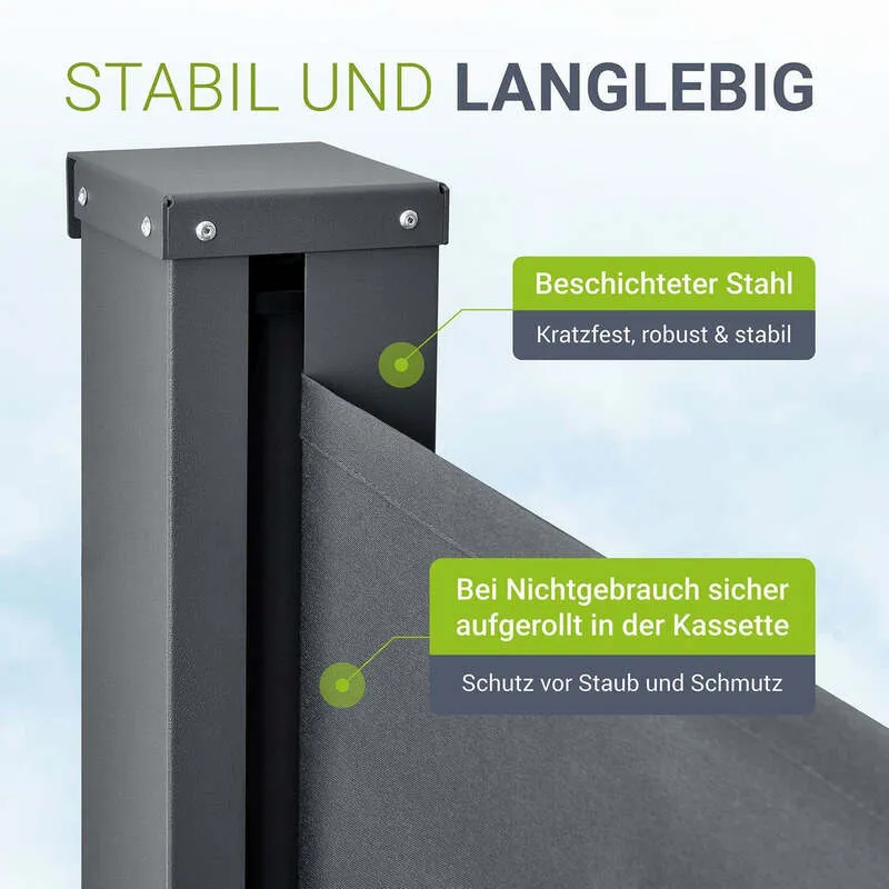 B-Ware Seitenmarkise Dubai Sichtschutz Garten Terrasse ausziehbar 500x180 cm anthrazit