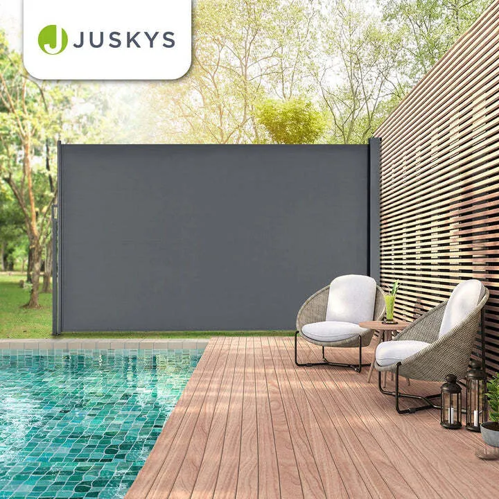 B-Ware Seitenmarkise Dubai Sichtschutz Garten Terrasse ausziehbar 500x180 cm anthrazit