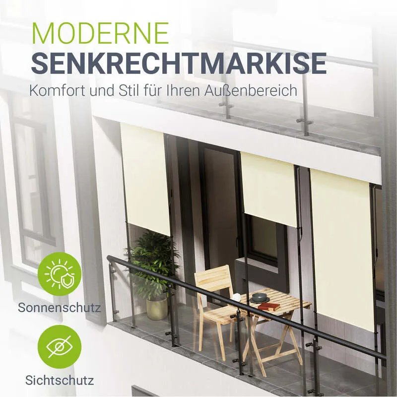 B-Ware Senkrechtmarkise Barbados 100x310 cm Sichtschutz beige UV-beständig verstellbar