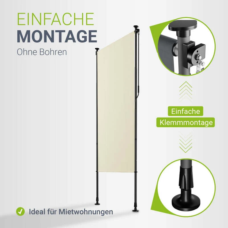 B-Ware Senkrechtmarkise Barbados 100x310 cm Sichtschutz beige UV-beständig verstellbar