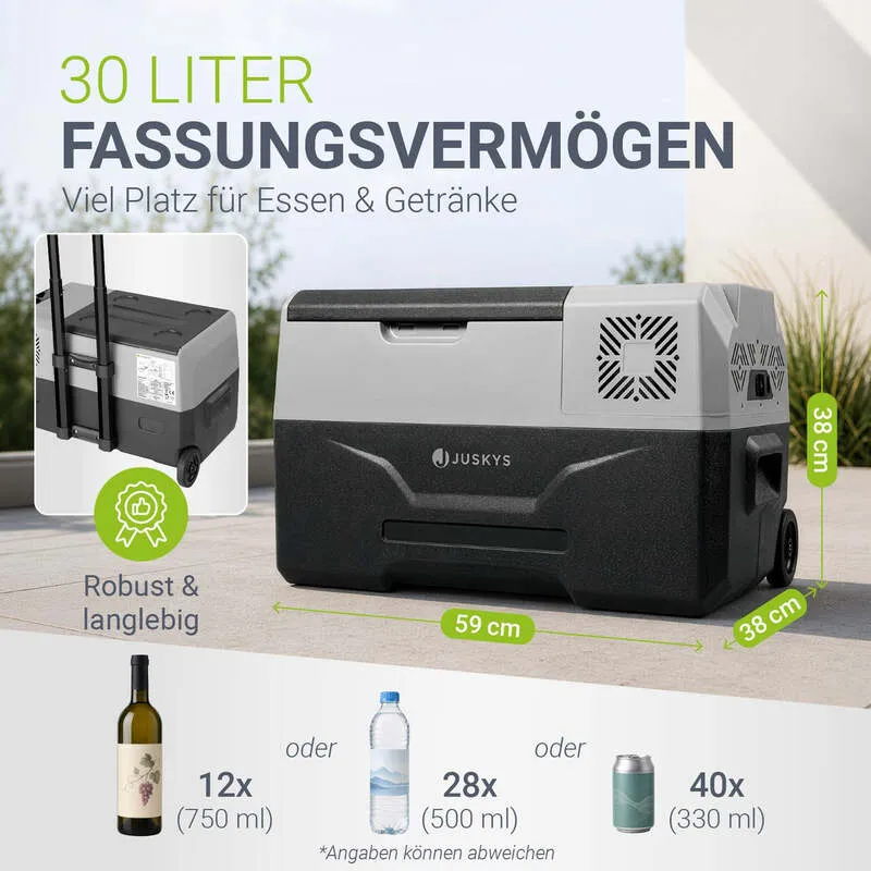 B-Ware Kühlbox Kompressor Yukon 30 L Campingbox App-Steuerung USB grau 12/24/230V