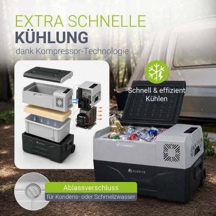 B-Ware Kühlbox Kompressor Yukon 30 L Campingbox App-Steuerung USB grau 12/24/230V
