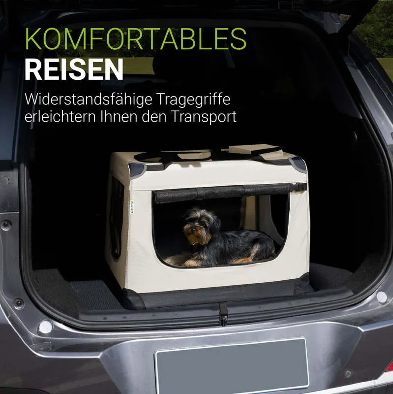 B-Ware Hundebox Auto faltbar Lassie Hundetransportbox Tragegriff Liegedecke Beige 50x70