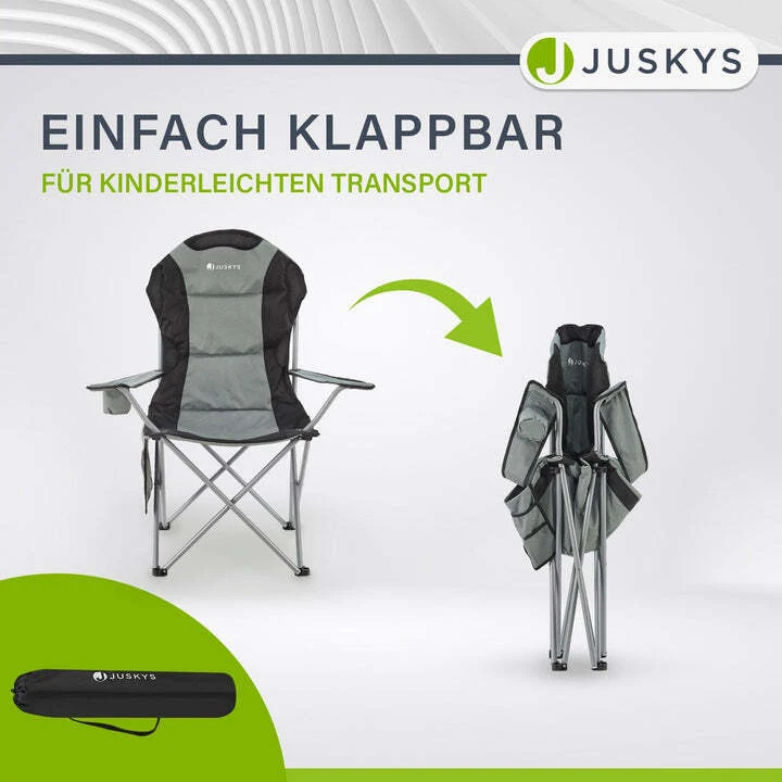 B-Ware Campingstuhl Lido Klappstuhl gepolstert mit Getränkehalter grau 62x62x102cm