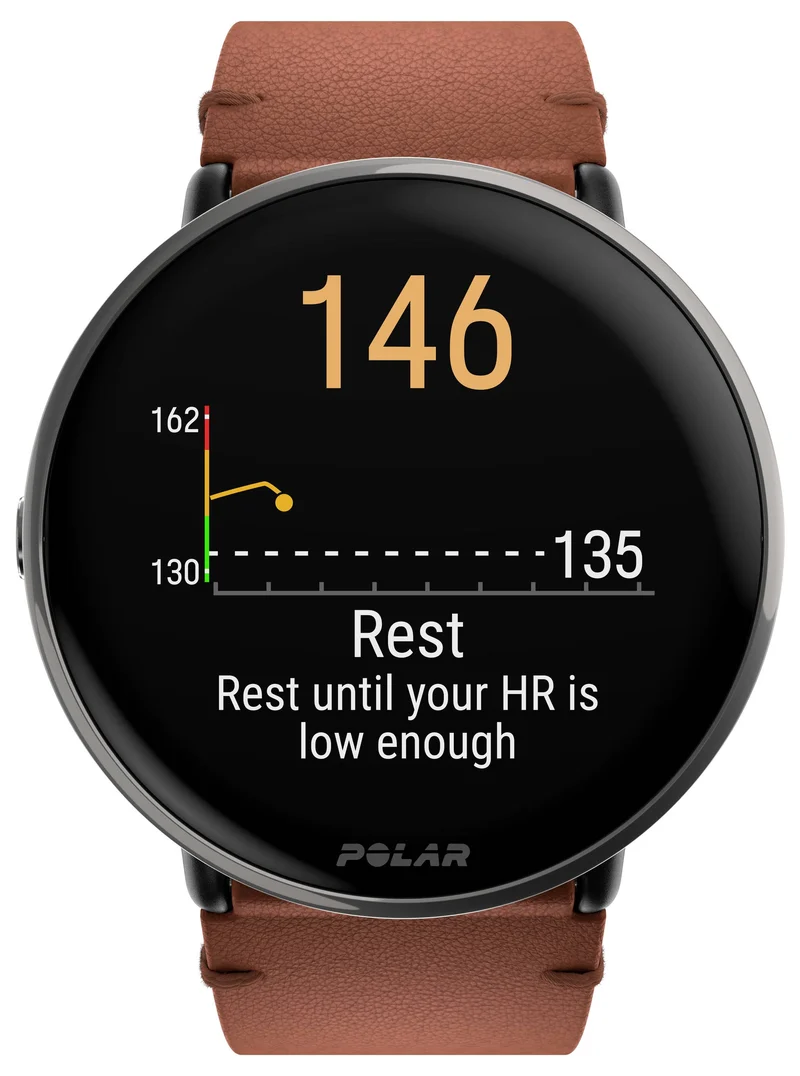 B-Ware Polar Ignite 3 Titanium Leather Sportuhr 43 mm M/L Braun Fitnessuhr Tracker