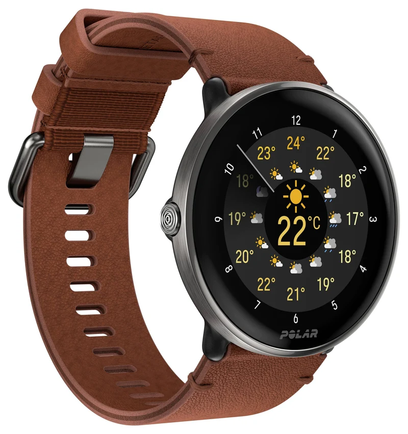 B-Ware Polar Ignite 3 Titanium Leather Sportuhr 43 mm M/L Braun Fitnessuhr Tracker
