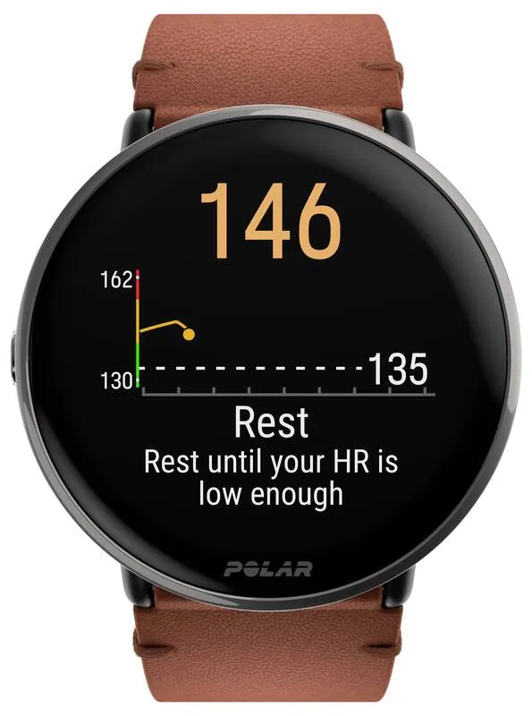 B-Ware Polar Ignite 3 Titanium Leather Sportuhr 43 mm M/L Braun Fitnessuhr Tracker