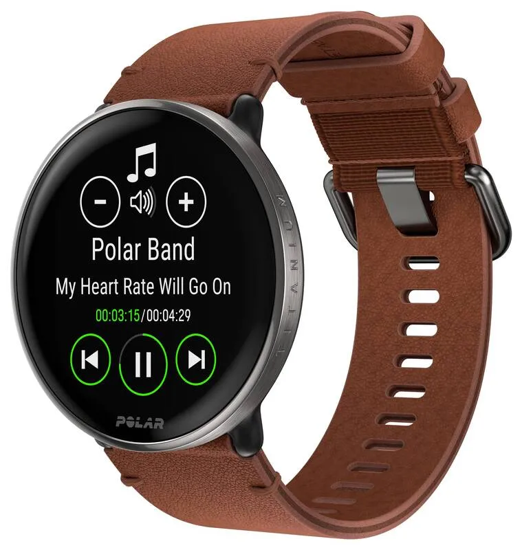 B-Ware Polar Ignite 3 Titanium Leather Sportuhr 43 mm M/L Braun Fitnessuhr Tracker