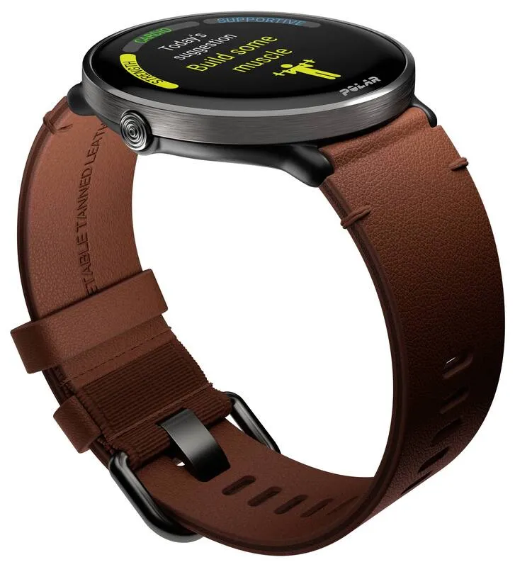 B-Ware Polar Ignite 3 Titanium Leather Sportuhr 43 mm M/L Braun Fitnessuhr Tracker