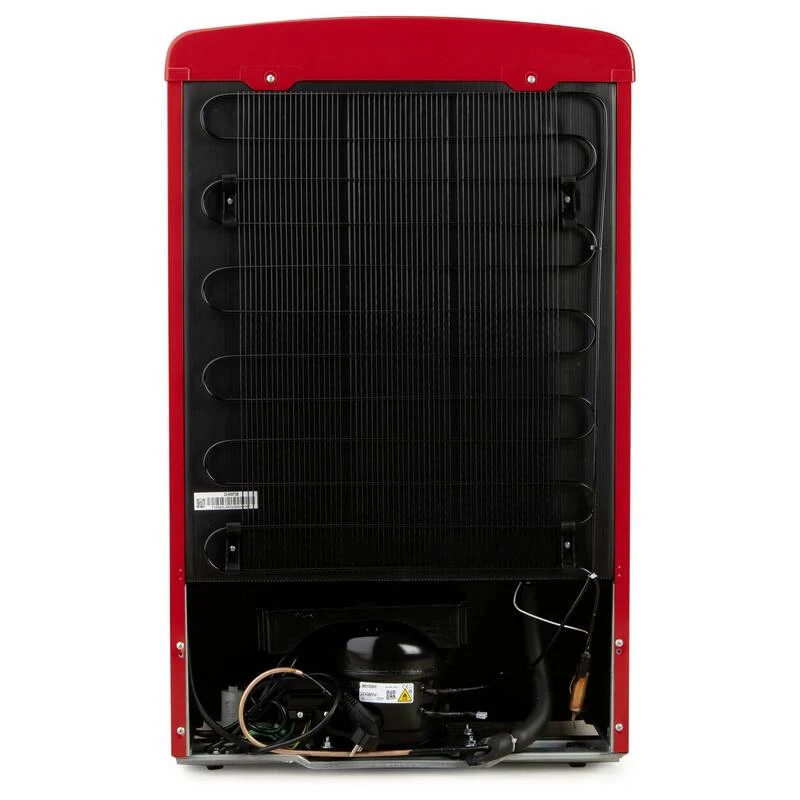 B-Ware Domo Kühlschrank Minibar Retro rot 120L LED Glasböden Standgerät Küchengerät