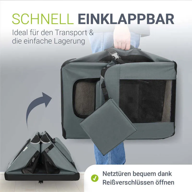 B-Ware Hundebox Auto faltbar Lassie S Hundetransportbox grau Tragegriff kleine Hunde
