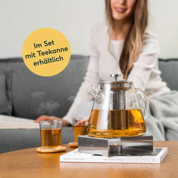 B-Ware SILBERTHAL Stövchen Teewärmer Teelichthalter Edelstahl Glaskannen 2 STÜCK
