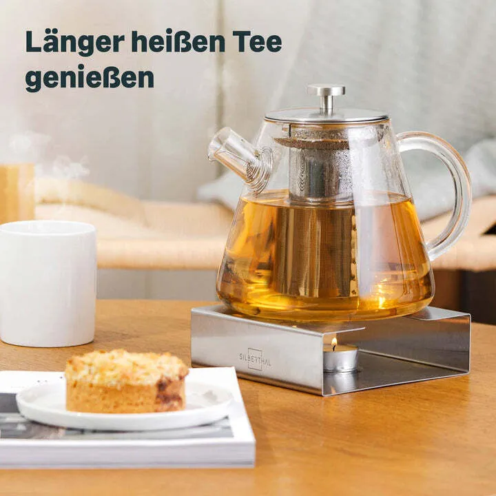 B-Ware SILBERTHAL Stövchen Teewärmer Teelichthalter Edelstahl Glaskannen 2 STÜCK