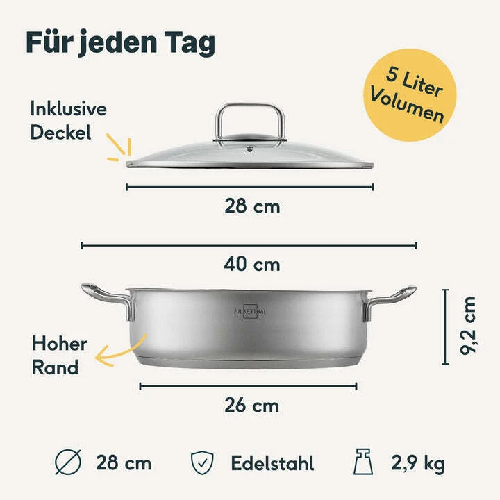 B-Ware Silberthal Servierpfanne Bratpfanne Deckel Pfanne vielseitig Induktion 28cm812