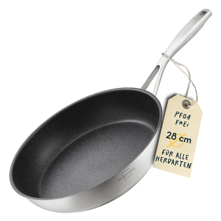 B-Ware SILBERTHAL Bratpfanne Pfanne Edelstahl Pfanne Kochen Braten Küche 28 cm