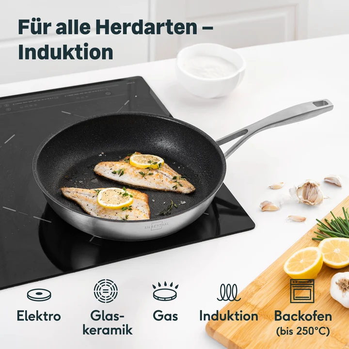 B-Ware SILBERTHAL Bratpfanne Pfanne Edelstahl Pfanne Kochen Braten Küche 28 cm