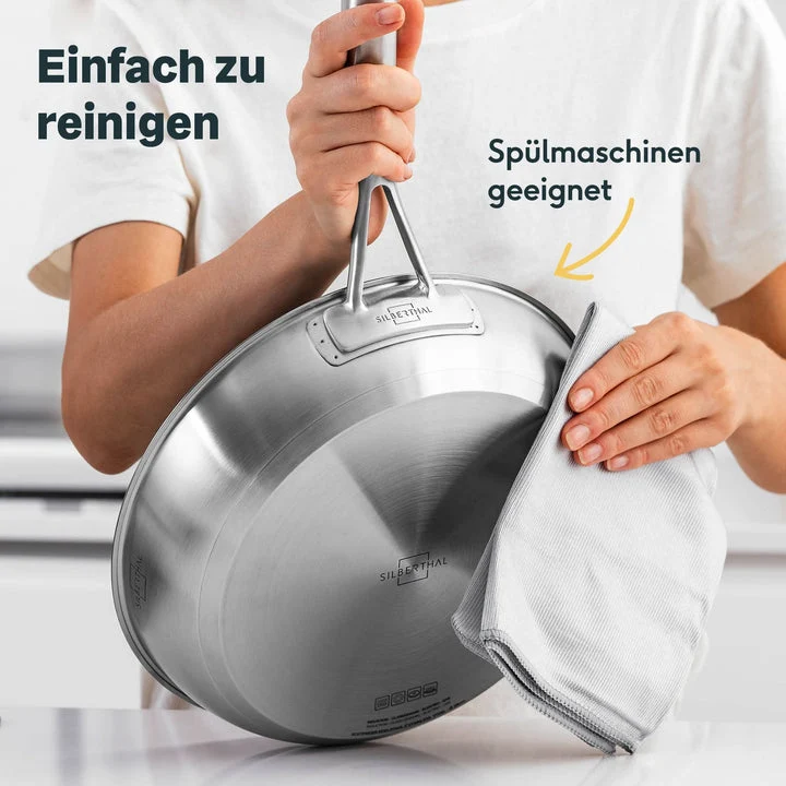 B-Ware SILBERTHAL Bratpfanne Pfanne Edelstahl Pfanne Kochen Braten Küche 28 cm