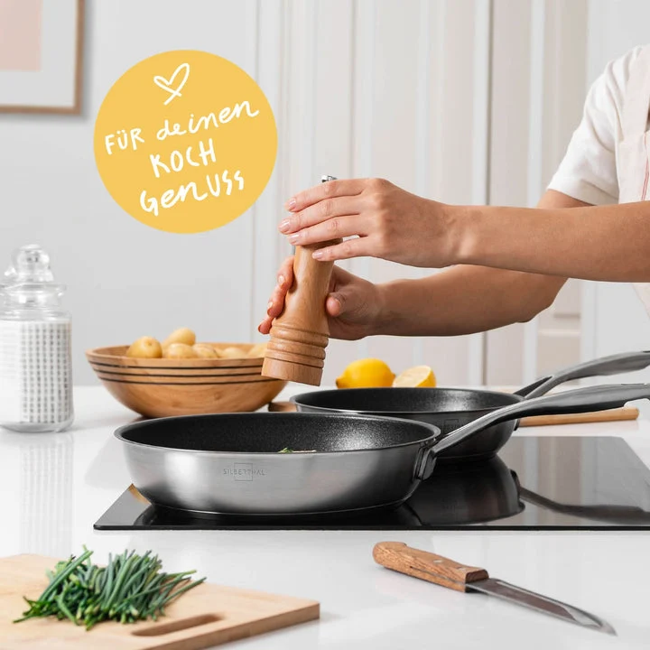 B-Ware SILBERTHAL Bratpfanne Pfanne Edelstahl Pfanne Kochen Braten Küche 28 cm