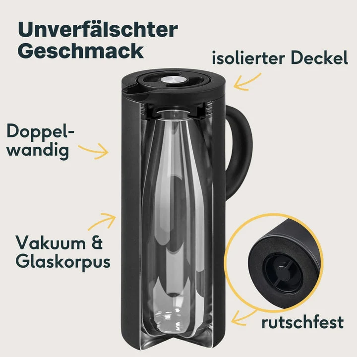 B-Ware SILBERTHAL Thermoskanne Kaffeekanne Isolierkanne Glaseinsatz Edelstahl 1L